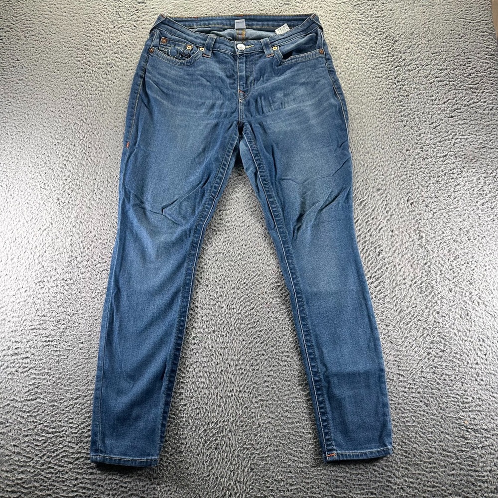 True Religion World Tour Jeans Womens 30x31 Blue Cotton Denim Skinny Leg Stretch